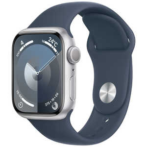 アップル Apple Watch Series 9(GPSモデル)- 41mmシルバーアルミニウムケースとストームブルースポーツバンド - S/M MR903J/A