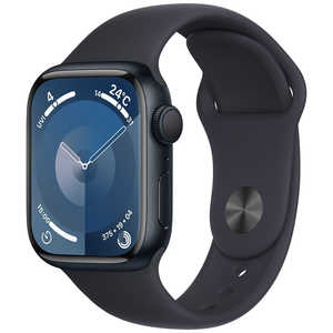 アップル Apple Watch Series 9(GPSモデル)- 41mmミッドナイトアルミニウムケースとミッドナイトスポーツバンド - M/L MR8X3J/A